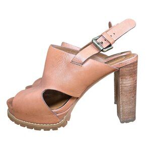 See By Chloe Tan Leather Platform Slingback Sandals Size 40